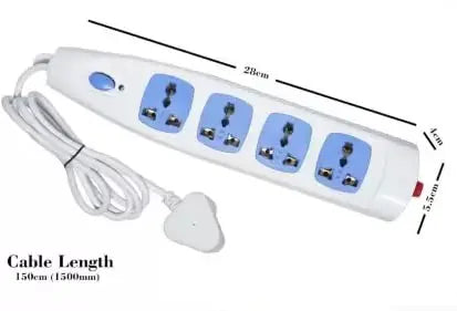 Urja Enterprise 240V 6A Four-Way 1440W Extension Board with Wire- 1.5 Meter