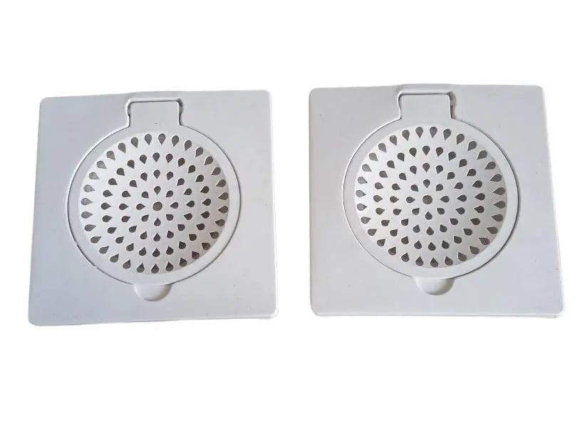 Urja Enterprise Square Plastic Shower Floor Drain/Strainer with Lid - for Kitchen Utensils and All Water Drain Outlets, Jali (6 X 6 Inch, 2 Psc, White)
