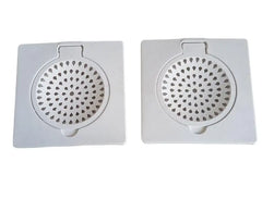 Urja Enterprise Square Plastic Shower Floor Drain/Strainer with Lid - for Kitchen Utensils and All Water Drain Outlets, Jali (6 X 6 Inch, 2 Psc, White)