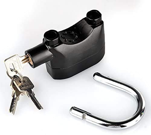 Urja Enterprise Alarm Security Lock – Motion Sensor, 110dB Siren Alert, Heavy-Duty Anti-Theft Padlock with 3 Keys, Weather-Resistant Heavy Body for Bikes, Gates, Doors, Sheds | Black