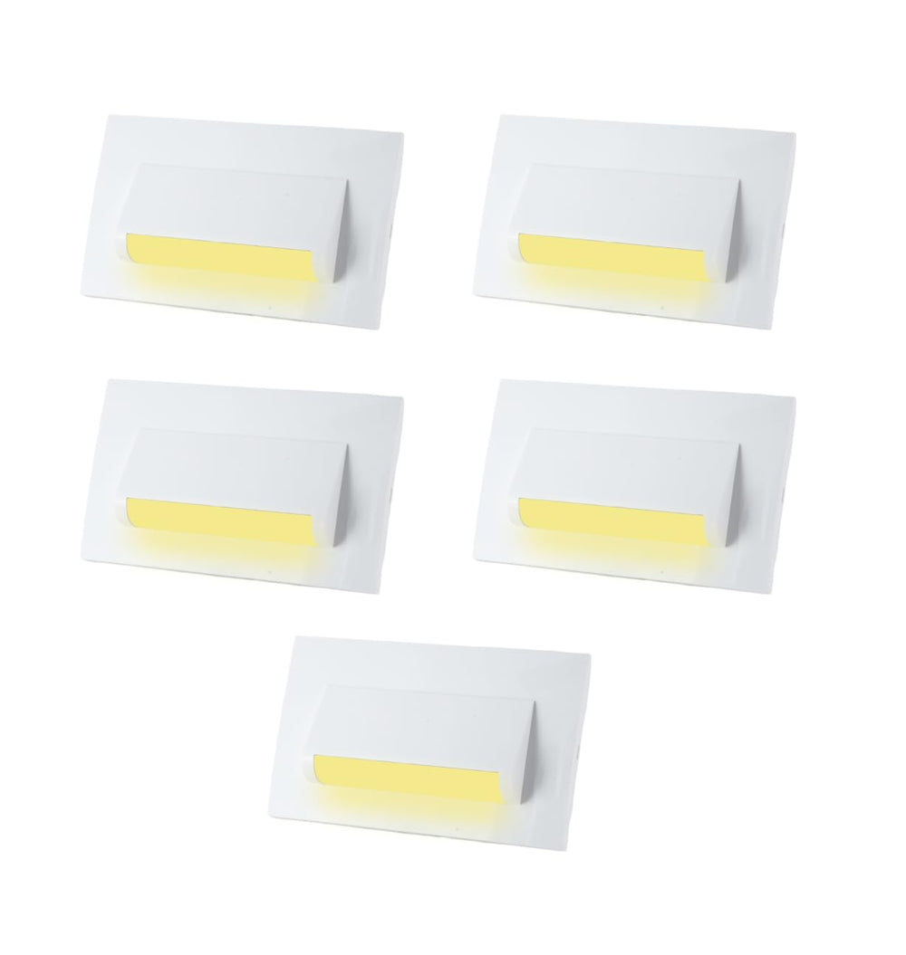 Classic 4 Modular Western LED Foot Light Convertible Under Cabinet Light, Soft White Outdoor Deck Wall Recessed Foot Stair Nosing Light PACK OF 5 YELLOW