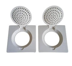 Urja Enterprise Square Plastic Shower Floor Drain/Strainer with Lid - for Kitchen Utensils and All Water Drain Outlets, Jali (6 X 6 Inch, 2 Psc, White)