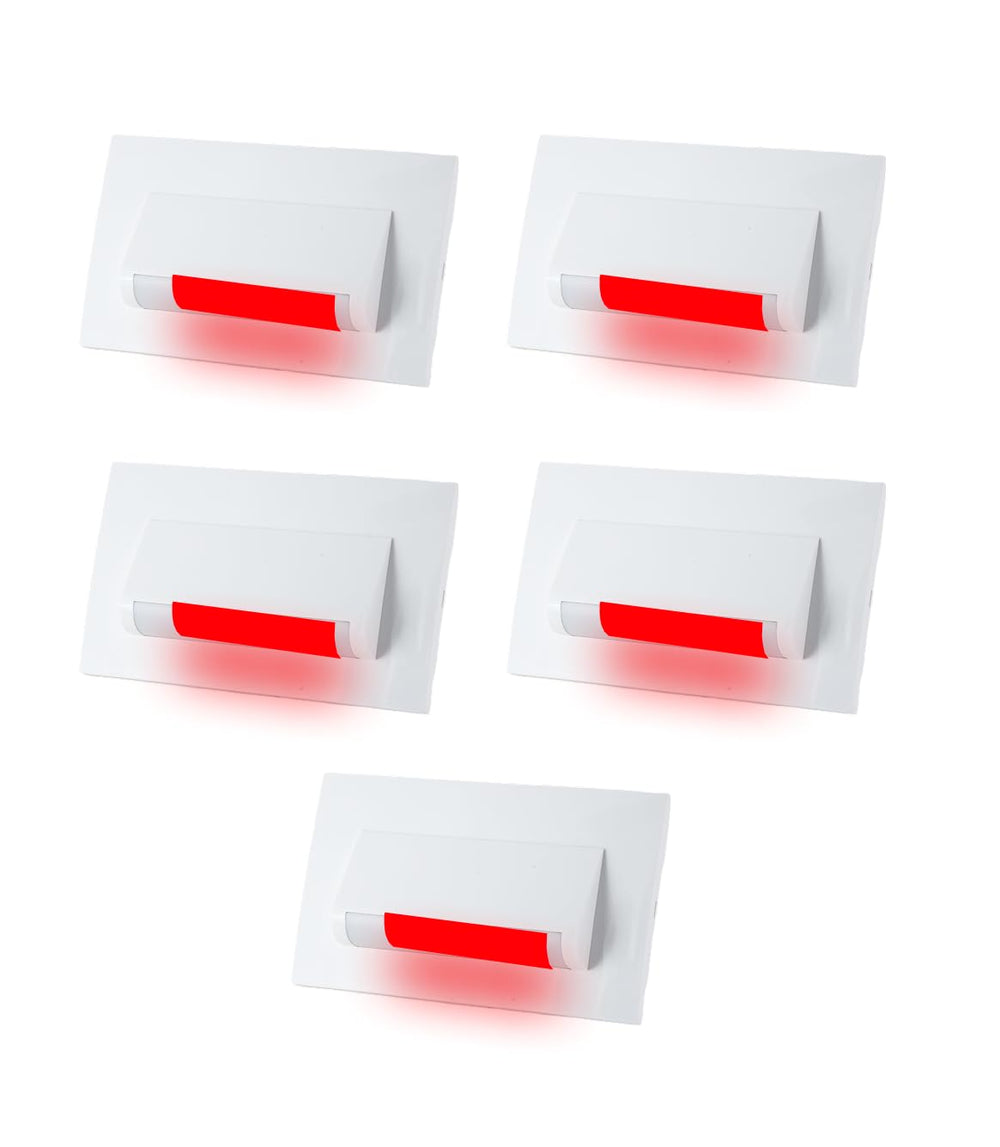 Classic 4 Modular Western LED Foot Light Convertible Under Cabinet Light, Soft White Outdoor Deck Wall Recessed Foot Stair Nosing Light PACK OF 5 RED
