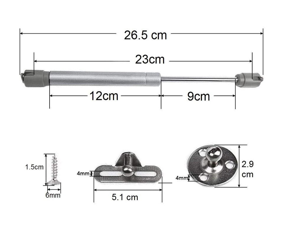 Urja Enterprise Gas Pumps, Gas Struts, Gas Shocks Lift Support for Cabinet (Code- Gas Pump normal, Size- 9" Load Capacity:- 30 kg, Color- Black, Pack of 1 Set of 2 PCS)