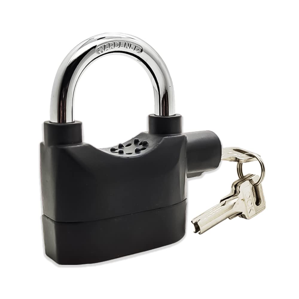 Urja Enterprise Alarm Security Lock – Motion Sensor, 110dB Siren Alert, Heavy-Duty Anti-Theft Padlock with 3 Keys, Weather-Resistant Heavy Body for Bikes, Gates, Doors, Sheds | Black Default Title