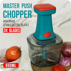 Urja Enterprise Manual Hand Press Push Chopper with 6 Blades for Effortless Chopping Vegetables & Fruits (Multicolor, 1000 ml, Plastic);