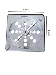 Urja Enterprise Check Square Flat Cut Floor Drain | Stainless Steel | 6 x 6 inches | Pack of 1