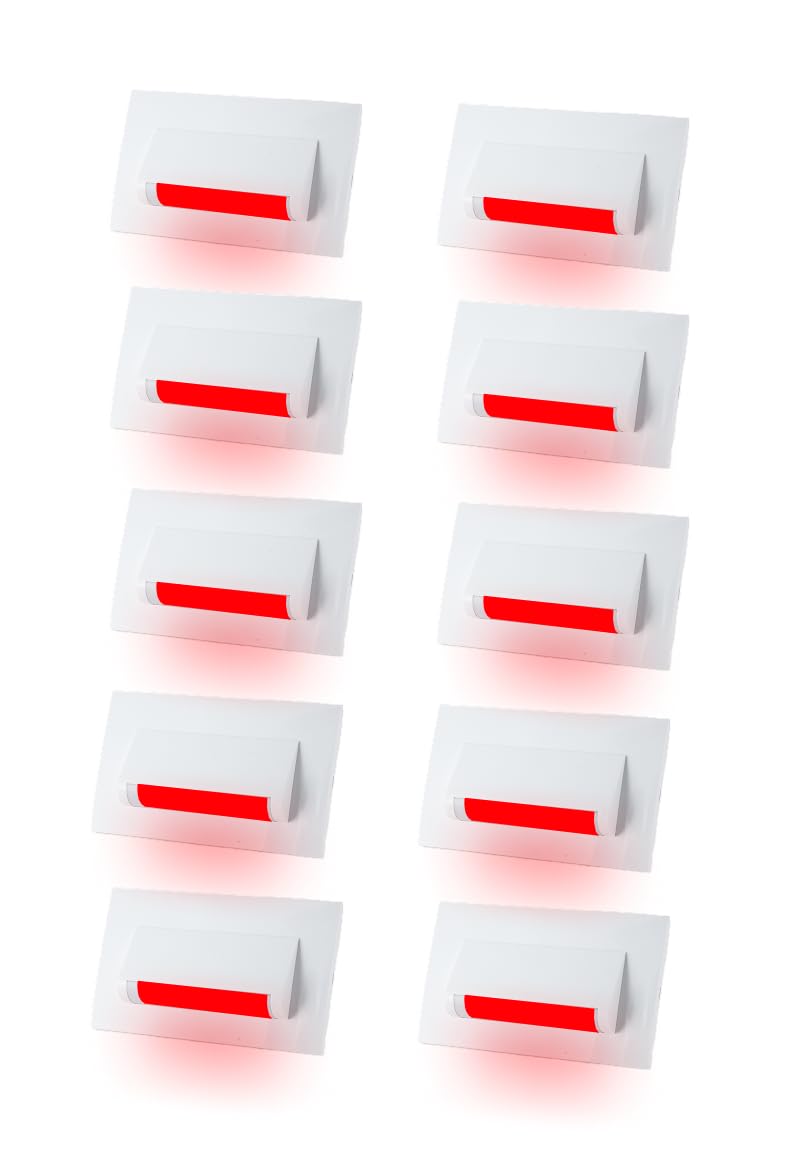 Classic 4 Modular Western LED Foot Light Convertible Under Cabinet Light, Soft White Outdoor Deck Wall Recessed Foot Stair Nosing Light PACK OF 10 RED