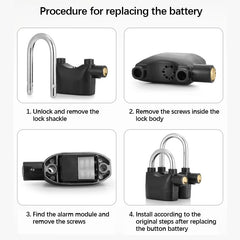 Urja Enterprise Alarm Security Lock – Motion Sensor, 110dB Siren Alert, Heavy-Duty Anti-Theft Padlock with 3 Keys, Weather-Resistant Heavy Body for Bikes, Gates, Doors, Sheds | Black