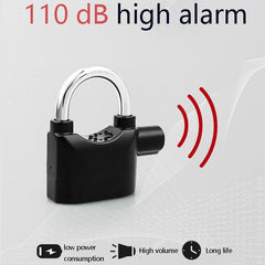 Urja Enterprise Alarm Security Lock – Motion Sensor, 110dB Siren Alert, Heavy-Duty Anti-Theft Padlock with 3 Keys, Weather-Resistant Heavy Body for Bikes, Gates, Doors, Sheds | Black