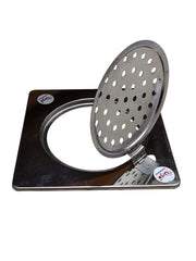 Urja Enterprise Check Square Flat Cut Floor Open Drainer | Premium Stainless Steel | 6 x 6 inches | Pack of 1