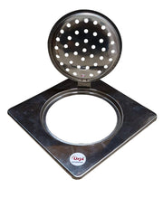 Urja Enterprise Check Square Flat Cut Floor Open Drainer | Premium Stainless Steel | 6 x 6 inches | Pack of 1