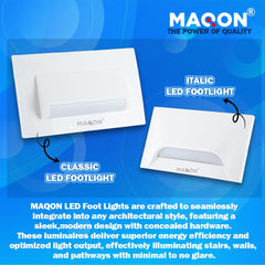 Classic 4 Modular Western LED Foot Light Convertible Under Cabinet Light, Soft White Outdoor Deck Wall Recessed Foot Stair Nosing Light