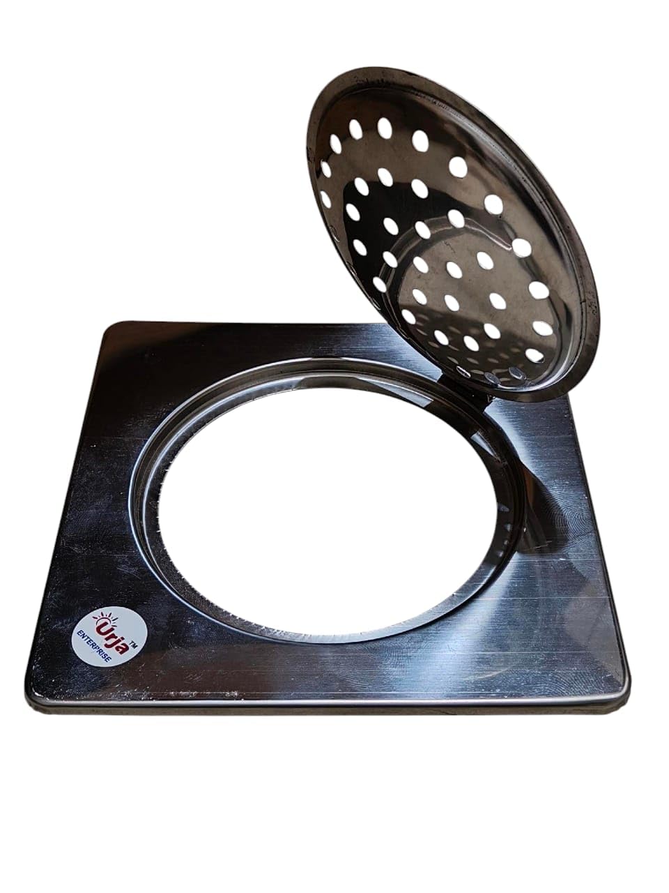 Urja Enterprise Check Square Flat Cut Floor Open Drainer | Premium Stainless Steel | 6 x 6 inches | Pack of 1