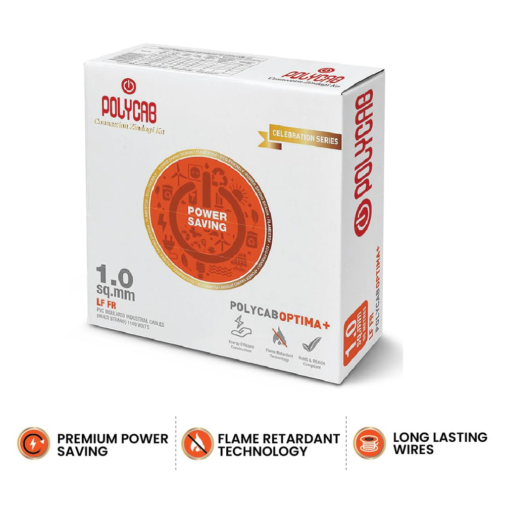 Polycab OPTIMA+ 90M coil | Flame Retardant | Lead free | 99.97% high purity copper | Rodent protection | PVC insulated housewire