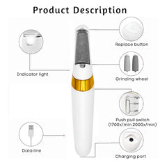 Urja Enterprise Rechargeable Callus Remover for Feet – Electric Foot File with 2 Speed Modes, 2 Interchangeable Rollers, Type-C Charging, Up to 120 Min Use, Pedicure Tool for Smooth, Soft Skin