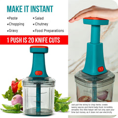 Urja Enterprise Manual Hand Press Push Chopper with 6 Blades for Effortless Chopping Vegetables & Fruits (Multicolor, 1000 ml, Plastic);