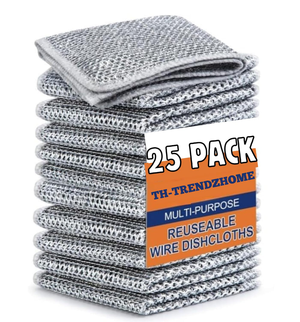 Urja Enterprise Non-Scratch Wire Dishcloth, Steel Scrubber for Utensils Cleaning, Multipurpose Wet and Dry Cleaning Dish Wash Cloth Scrubber for Washing Dishes, Sinks, Counters 25 Piece