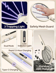 Urja Enterprise Mosquito Bat with UV Light, Foldable Mosquito Racket Rechargeable, 2 in 1 Auto Mosquito Killer, Racket for Mosquitoes, Electric Fly Swatter with Lithium-ion Battery, (Multicolor)