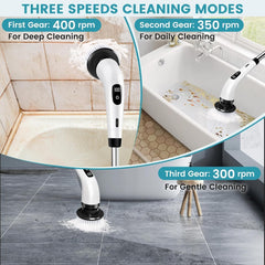 Urja Enterprise 9 in 1 Electric Spin Scrubber, Cleaning Brush Scrubber for Home, 300RPM/Min, 8 Replaceable Brush Heads, 3 Adjustable Size, 2 Adjustable Speeds, for Bathroom, Floor Tiles
