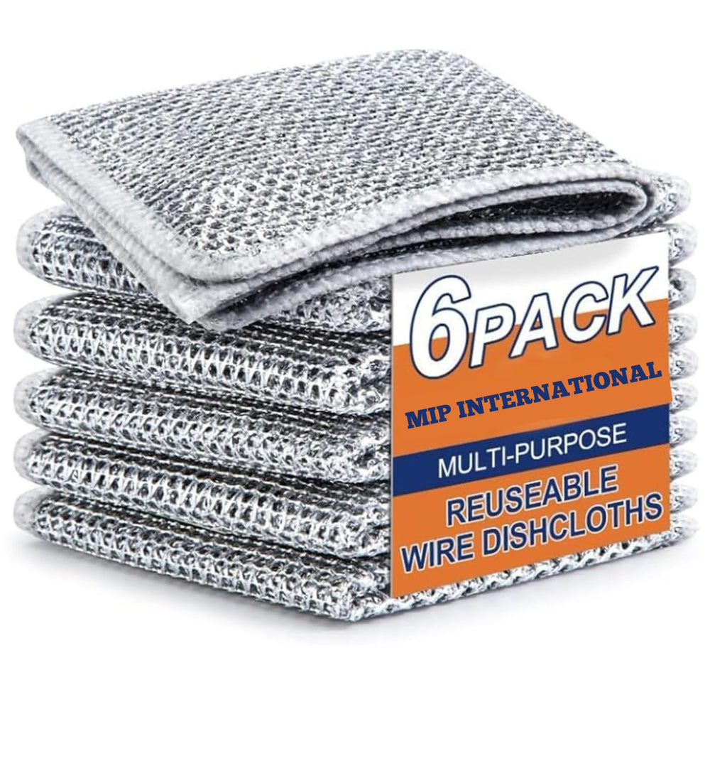 Urja Enterprise Non-Scratch Wire Dishcloth, Steel Scrubber for Utensils Cleaning, Multipurpose Wet and Dry Cleaning Dish Wash Cloth Scrubber for Washing Dishes, Sinks, Counters 6 Piece