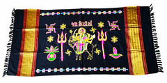 Urja Enterprise Divine Aari Bharat Embroidered Shawl Meldi Maa (Black)