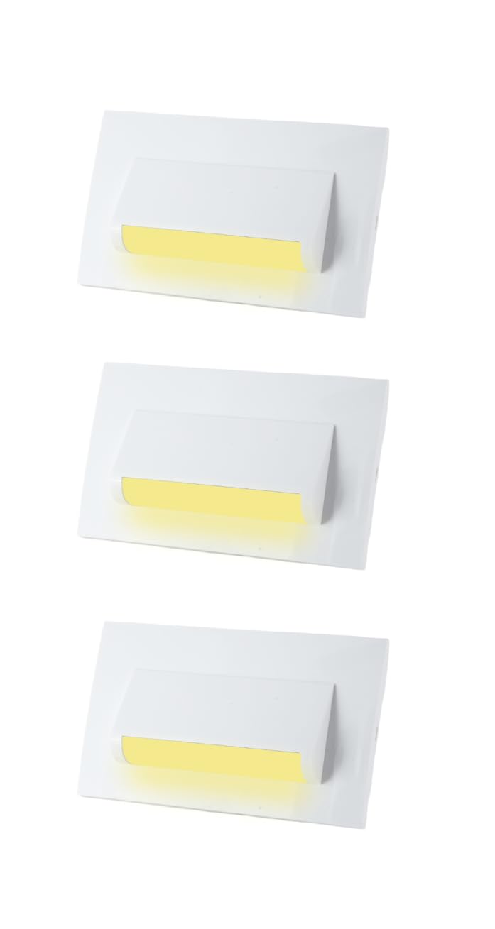 Classic 4 Modular Western LED Foot Light Convertible Under Cabinet Light, Soft White Outdoor Deck Wall Recessed Foot Stair Nosing Light PACK OF 3 YELLOW