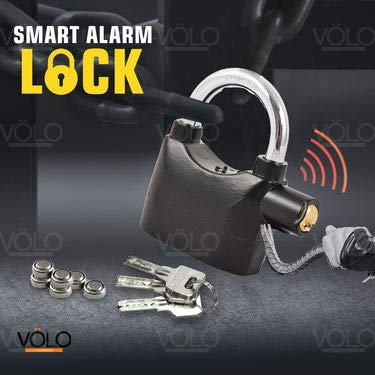 Urja Enterprise Alarm Security Lock – Motion Sensor, 110dB Siren Alert, Heavy-Duty Anti-Theft Padlock with 3 Keys, Weather-Resistant Heavy Body for Bikes, Gates, Doors, Sheds | Black