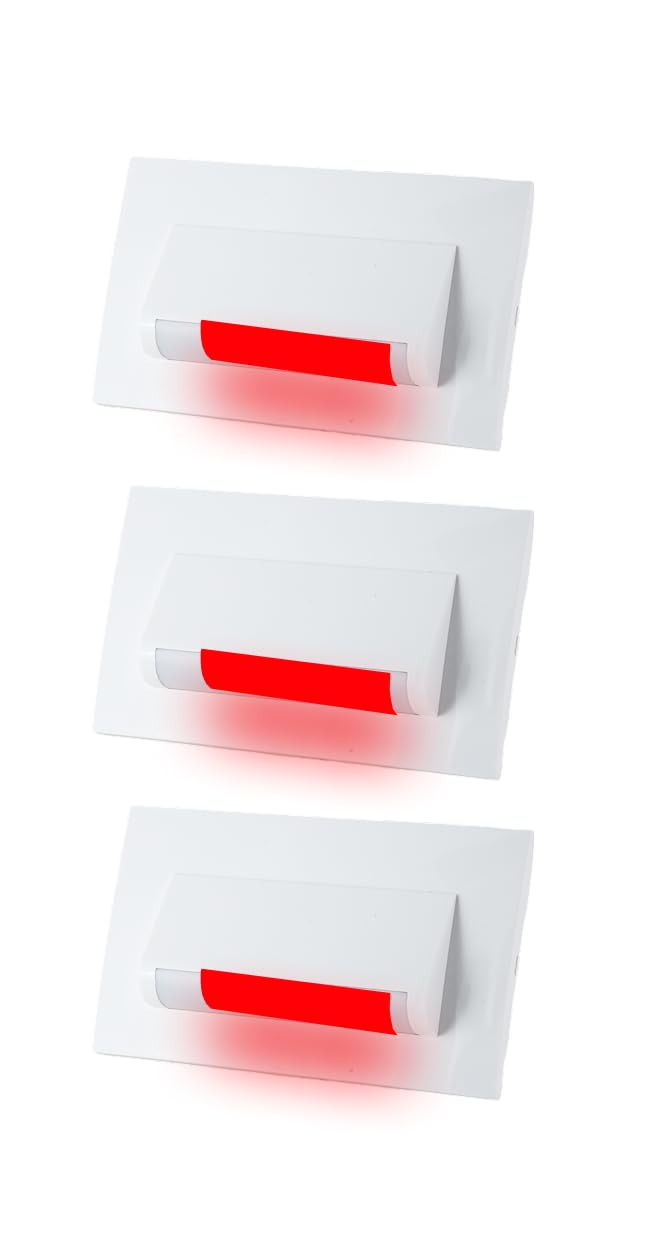 Classic 4 Modular Western LED Foot Light Convertible Under Cabinet Light, Soft White Outdoor Deck Wall Recessed Foot Stair Nosing Light PACK OF 3 RED