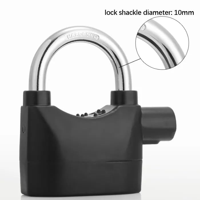 Urja Enterprise Alarm Security Lock – Motion Sensor, 110dB Siren Alert, Heavy-Duty Anti-Theft Padlock with 3 Keys, Weather-Resistant Heavy Body for Bikes, Gates, Doors, Sheds | Black