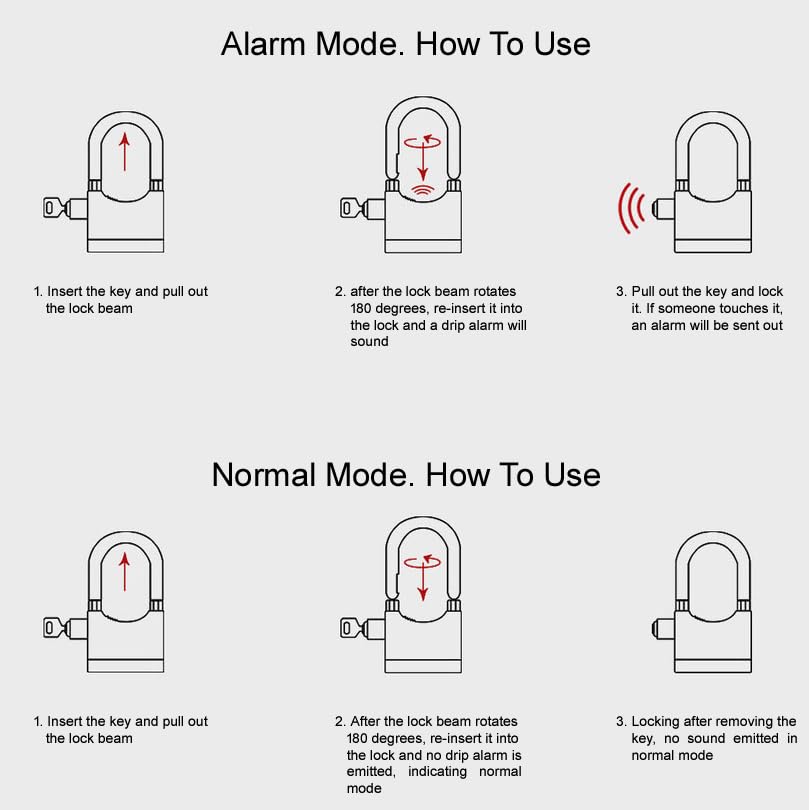 Urja Enterprise Alarm Security Lock – Motion Sensor, 110dB Siren Alert, Heavy-Duty Anti-Theft Padlock with 3 Keys, Weather-Resistant Heavy Body for Bikes, Gates, Doors, Sheds | Black