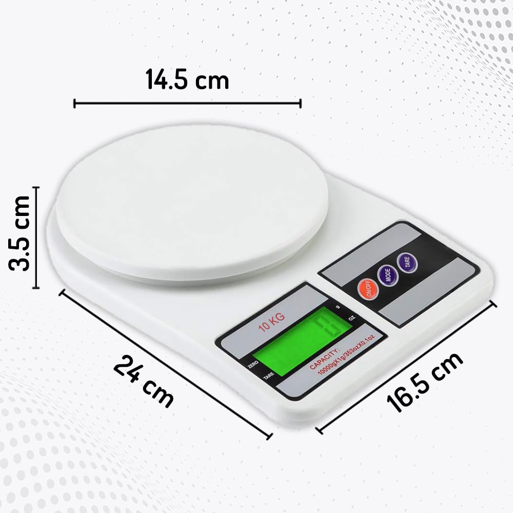 Urja Enterprise 10Kg Kitchen Weight Machine Digital Scale with LCD Display, Scale for Home Baking, Cooking & Balance Diet. Machine with capacity 10Kg, SF400/A121,Color May Vary