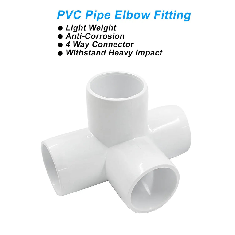 Urja Enterprise 4 Pcs 4-Way PVC Elbow Pipe Fitting – Durable Furniture Grade Corner Connector for DIY Racks, Shelves & Garden Support Structures Urja Enterprise