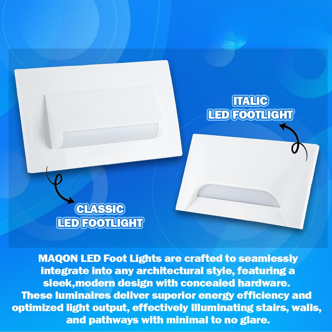 Urja Enterprise Italic 3&4 Modular Western LED Foot Light Convertible Under Cabinet Light, Soft White Outdoor Deck Wall Recessed Foot Stair Nosing Light