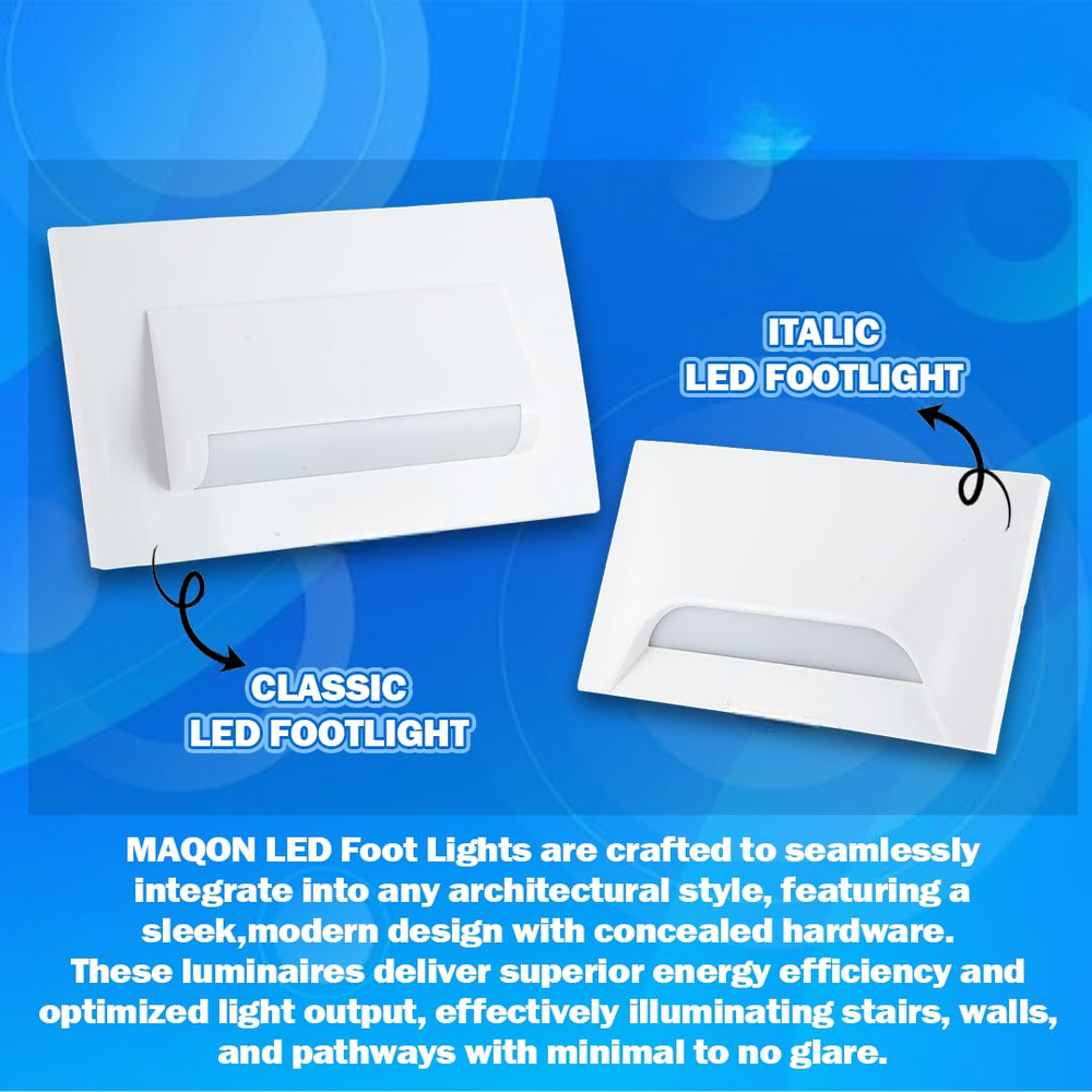 Urja Enterprise Italic 3&4 Modular Western LED Foot Light Convertible Under Cabinet Light, Soft White Outdoor Deck Wall Recessed Foot Stair Nosing Light