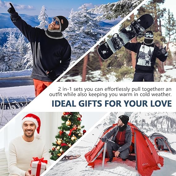 Urja Enterprise Sports Winters Cap & Muffler for Men & Women| Beanie Cap| 1 Set| (Black)