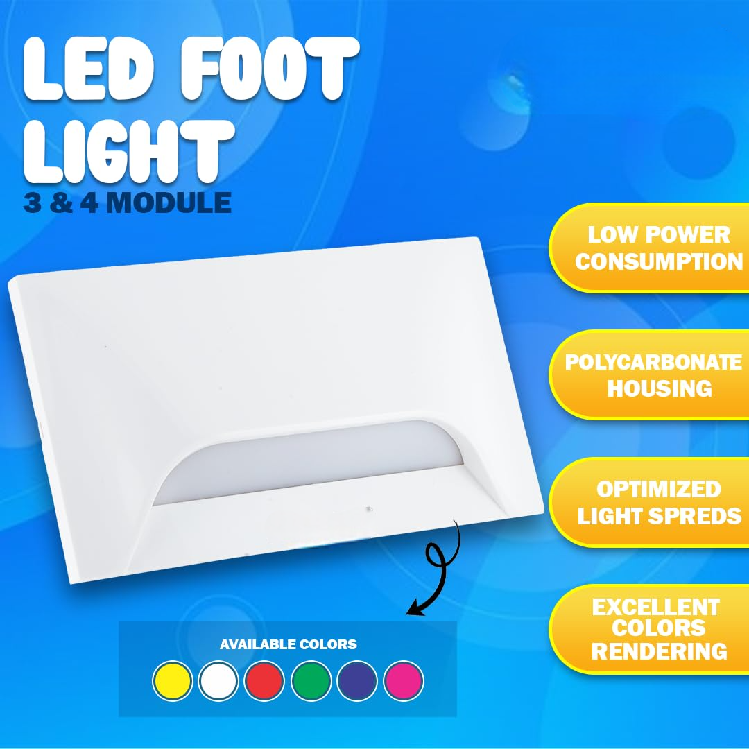 Urja Enterprise Italic 3&4 Modular Western LED Foot Light Convertible Under Cabinet Light, Soft White Outdoor Deck Wall Recessed Foot Stair Nosing Light