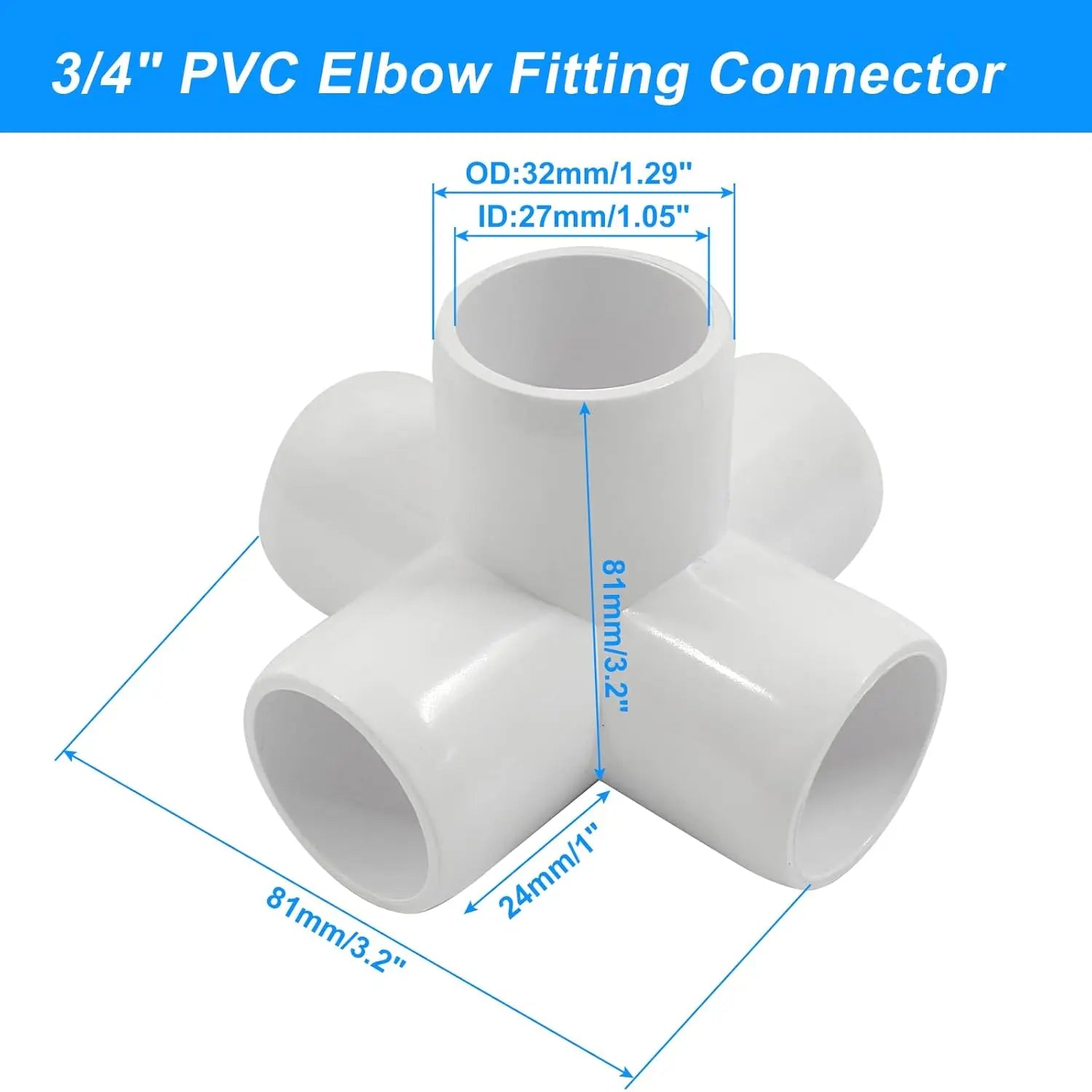 Urja Enterprise 4 Pcs 4-Way PVC Elbow Pipe Fitting – Durable Furniture Grade Corner Connector for DIY Racks, Shelves & Garden Support Structures Urja Enterprise