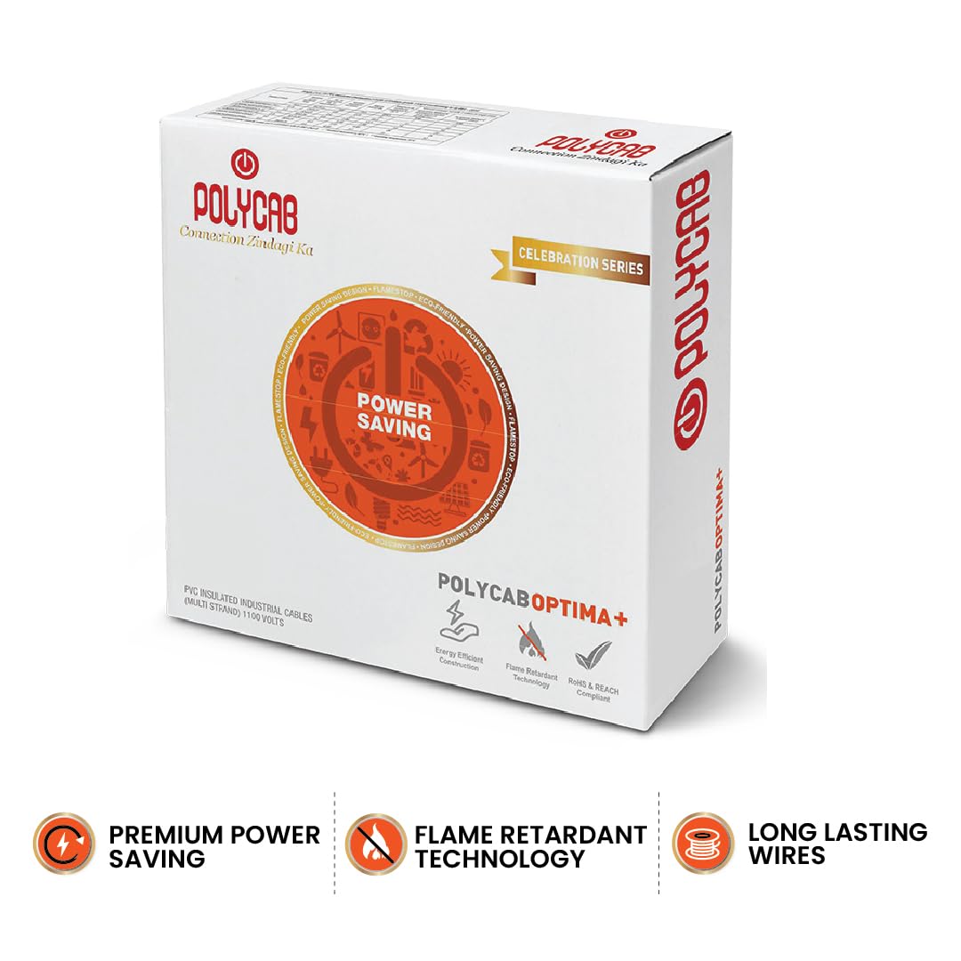 Polycab OPTIMA+ 90M coil | Flame Retardant | Lead free | 99.97% high purity copper | Rodent protection | PVC insulated housewire