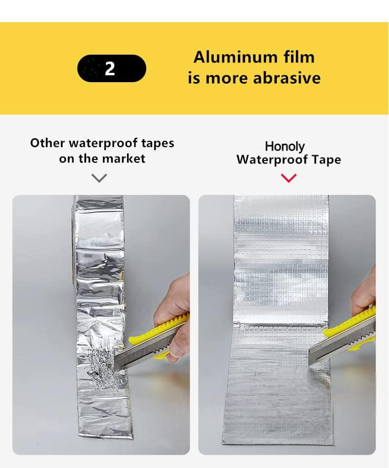 Urja Enterprise Leakage Repair Waterproof Tape for Pipe Leakage Roof Water Leakage Solution Aluminium Foil Tape Waterproof Adhesive Tape Sealing Butyl Rubber Tape for Leakage Silver Urja Enterprise