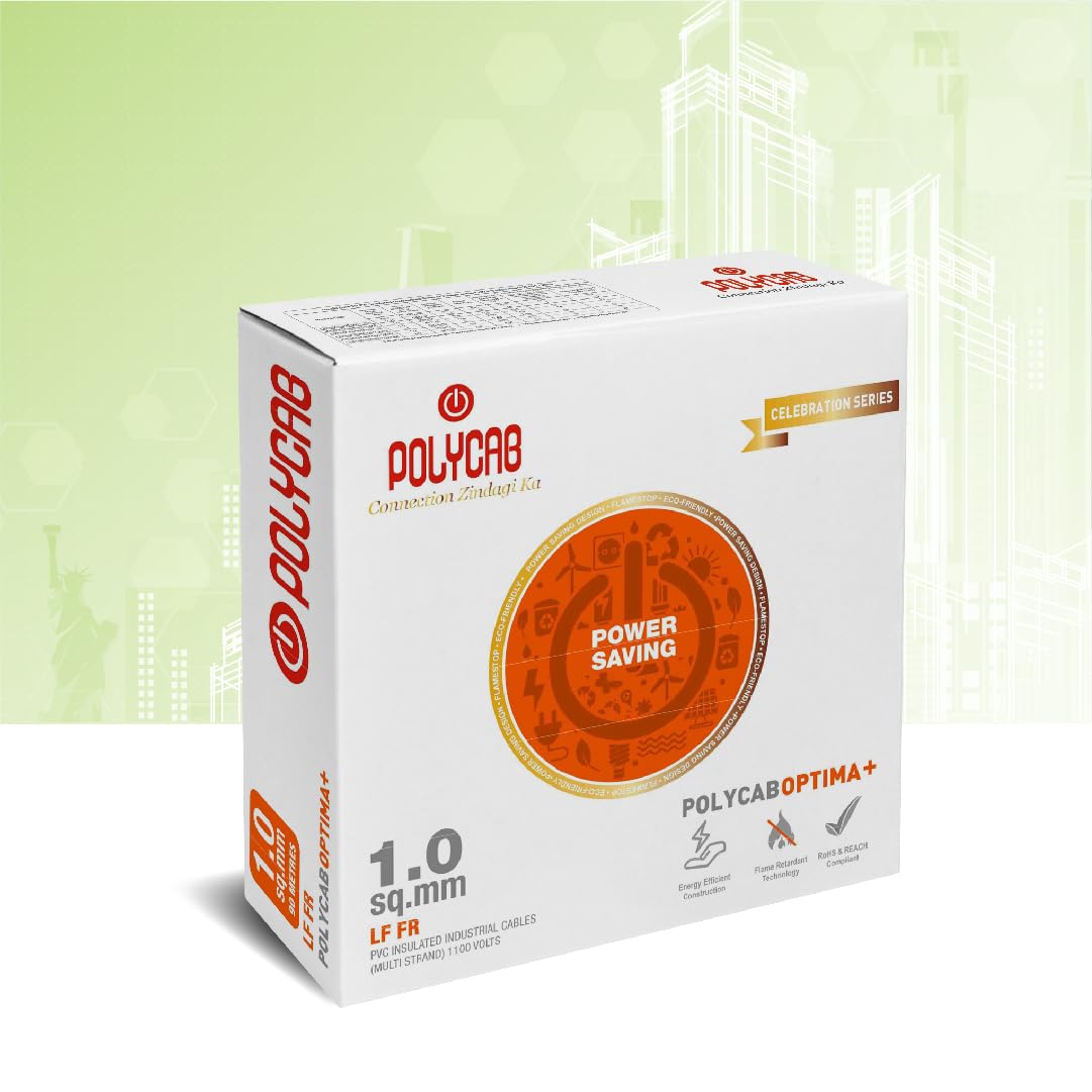 Polycab OPTIMA+ 90M coil | Flame Retardant | Lead free | 99.97% high purity copper | Rodent protection | PVC insulated housewire