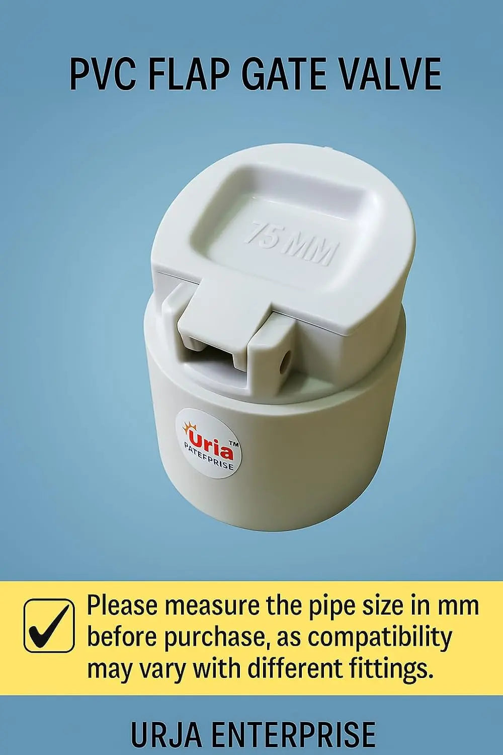 Urja Enterprise PVC Pipe Fittings – High-Strength Leak-Proof Plumbing Joints for Water Supply, Drainage & Tank Connections – Durable (75mm (2.5 inch))