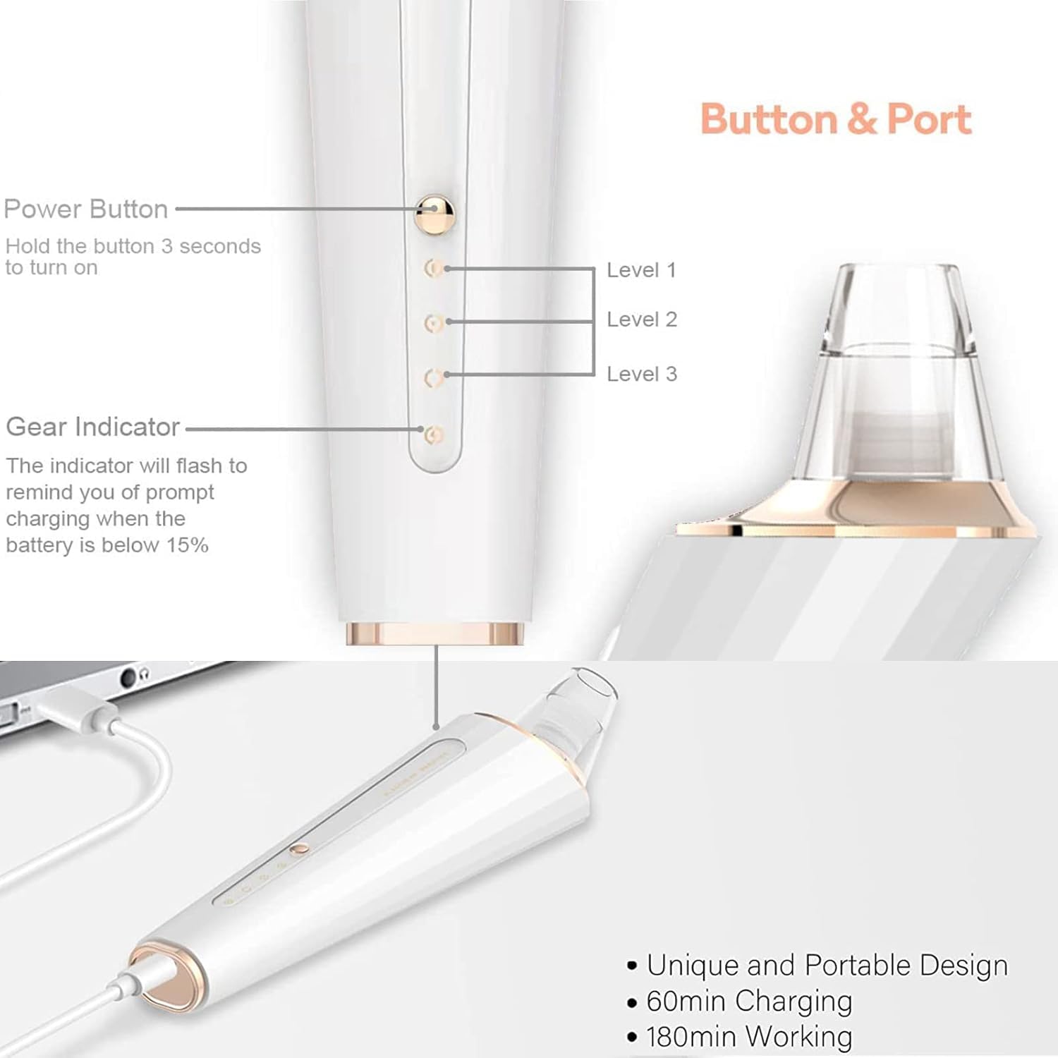 Urja Enterprise Plus Edition Multi-Function Blackhead Whitehead Remover Device, Skin Cleaner, Pimple Removal Tool, Acne Pimple Cleaner Vacuum Suction for Men and Women (Plus Edition)