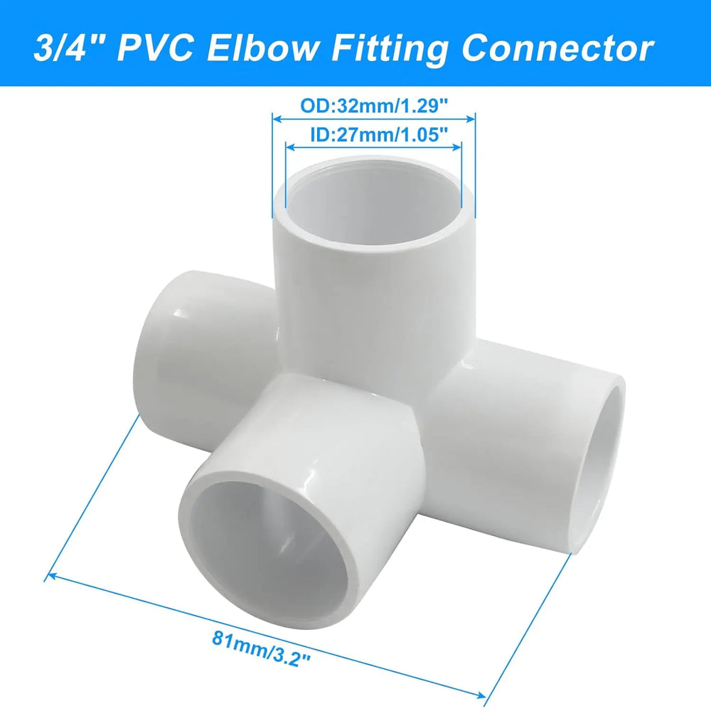 Urja Enterprise 4 Pcs 4-Way PVC Elbow Pipe Fitting – Durable Furniture Grade Corner Connector for DIY Racks, Shelves & Garden Support Structures Urja Enterprise