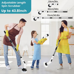 Urja Enterprise 9 in 1 Electric Spin Scrubber, Cleaning Brush Scrubber for Home, 300RPM/Min, 8 Replaceable Brush Heads, 3 Adjustable Size, 2 Adjustable Speeds, for Bathroom, Floor Tiles