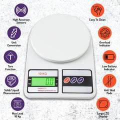Urja Enterprise 10Kg Kitchen Weight Machine Digital Scale with LCD Display, Scale for Home Baking, Cooking & Balance Diet. Machine with capacity 10Kg, SF400/A121,Color May Vary