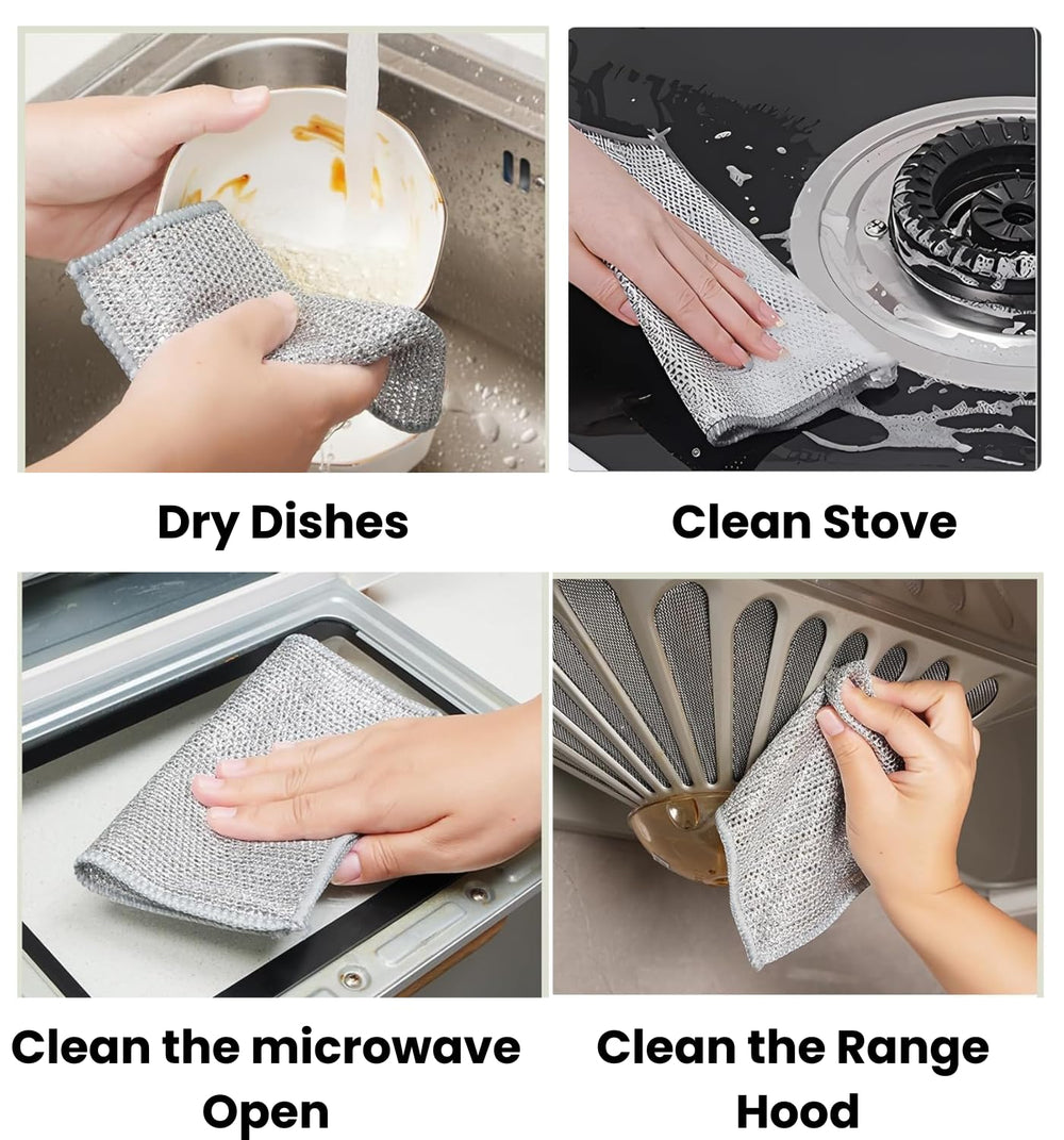 Urja Enterprise Non-Scratch Wire Dishcloth, Steel Scrubber for Utensils Cleaning, Multipurpose Wet and Dry Cleaning Dish Wash Cloth Scrubber for Washing Dishes, Sinks, Counters