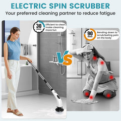 Urja Enterprise 9 in 1 Electric Spin Scrubber, Cleaning Brush Scrubber for Home, 300RPM/Min, 8 Replaceable Brush Heads, 3 Adjustable Size, 2 Adjustable Speeds, for Bathroom, Floor Tiles