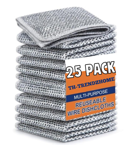 Urja Enterprise Non-Scratch Wire Dishcloth, Steel Scrubber for Utensils Cleaning, Multipurpose Wet and Dry Cleaning Dish Wash Cloth Scrubber for Washing Dishes, Sinks, Counters 25 Piece