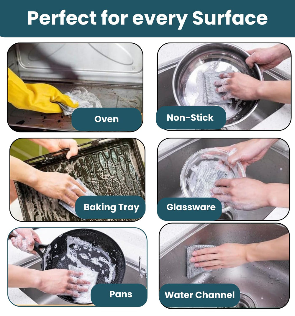 Urja Enterprise Non-Scratch Wire Dishcloth, Steel Scrubber for Utensils Cleaning, Multipurpose Wet and Dry Cleaning Dish Wash Cloth Scrubber for Washing Dishes, Sinks, Counters
